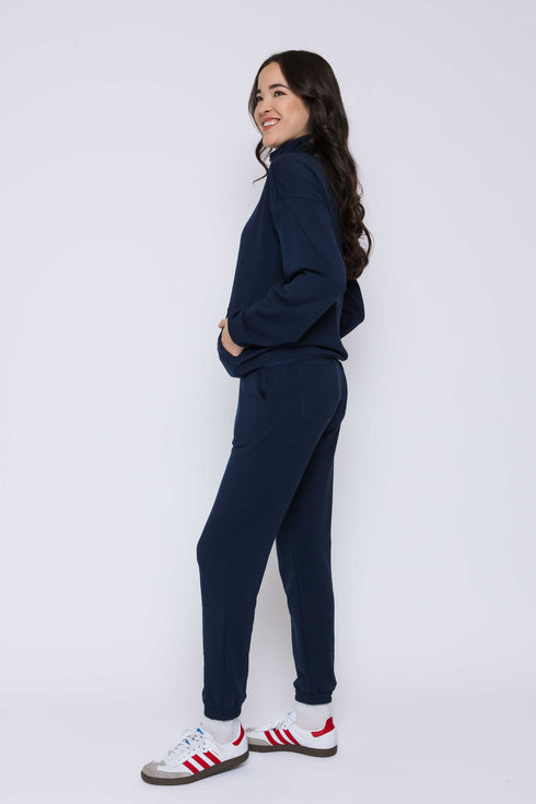 Everly-Luxe Fleece 1/2 Zip Mock neck
